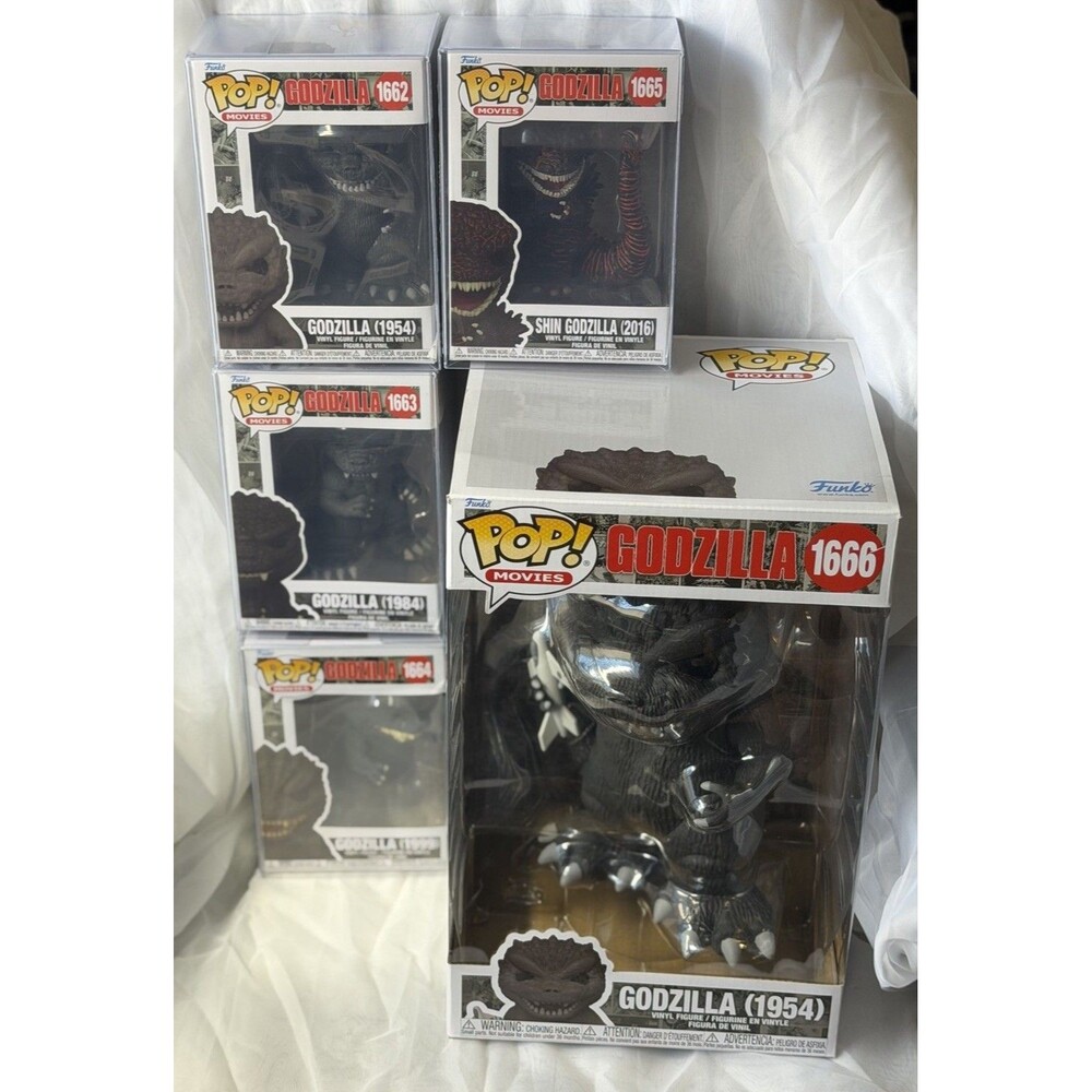 Funko Pop! Movies Godzilla set of 5 includes Jumbo 1954, 1984, 1999, 2016 Shin